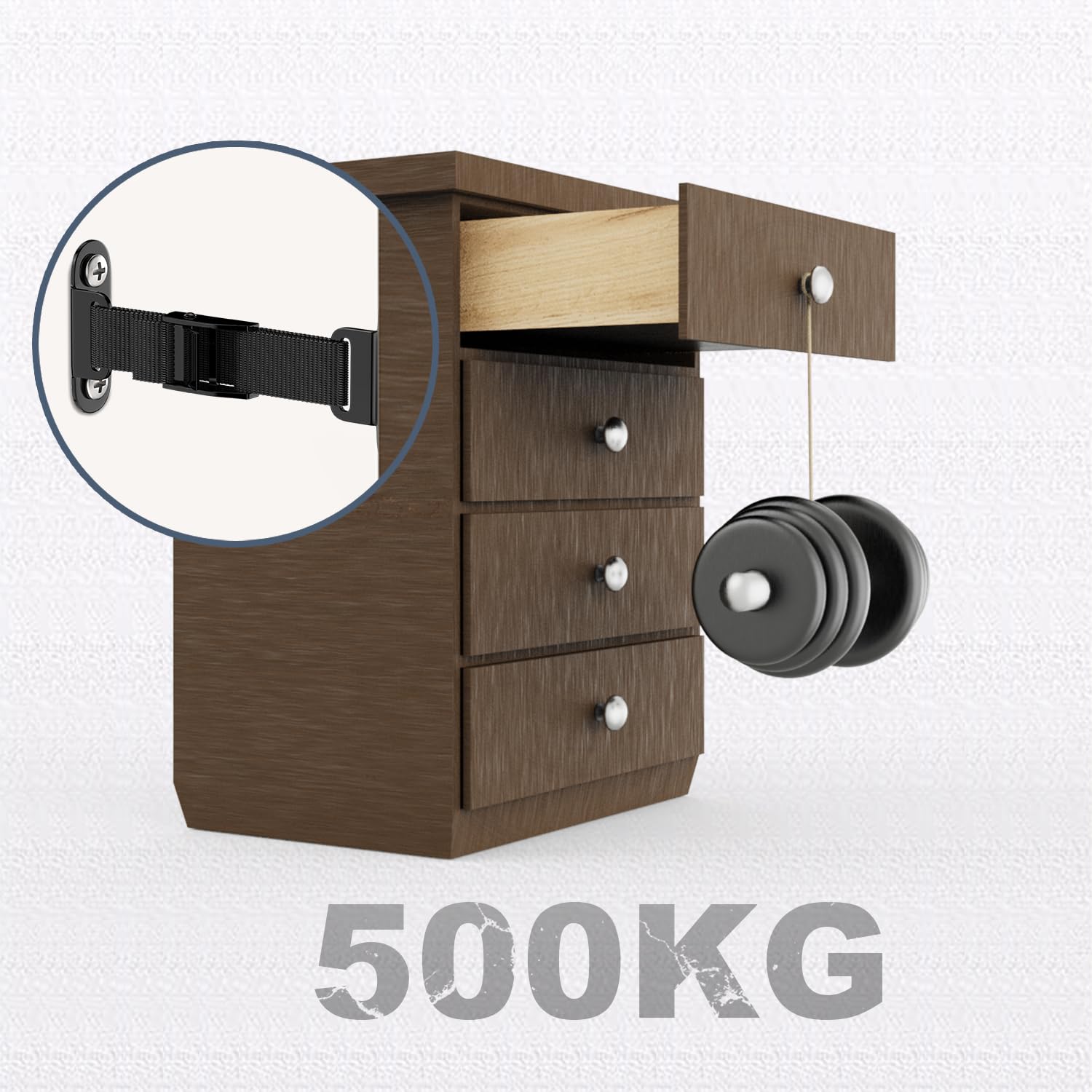 OKE Anclajes antipunta para muebles (paquete de 2), fijador de muebles para seguridad del bebé, asegura los muebles a la pared para evitar que bebés, niños y mascotas caigan objetos y muebles