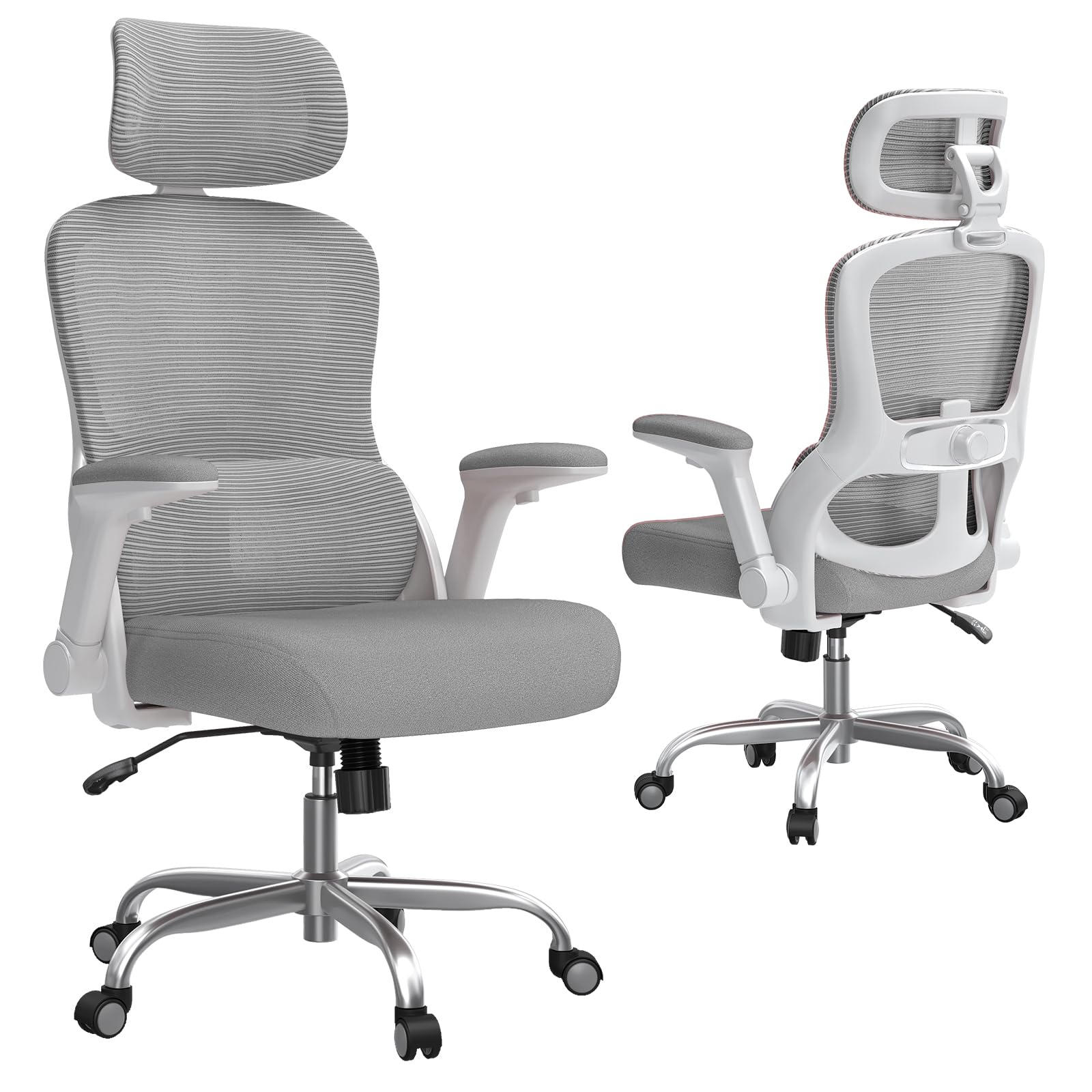 TRALT Ergonomic Office Chair, Desk Chair with Adjustable Headrest, Height-Adjustable Office Chair, Office Chair, Ergonomic Desk Chair, Gaming Chair, 150 kg for Long Time, Rose