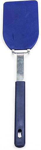 RSVP International Kitchen Tool Collection - Espátula flexible de nailon, mango de acero inoxidable, 12 x 2.75 pulgadas, color azul