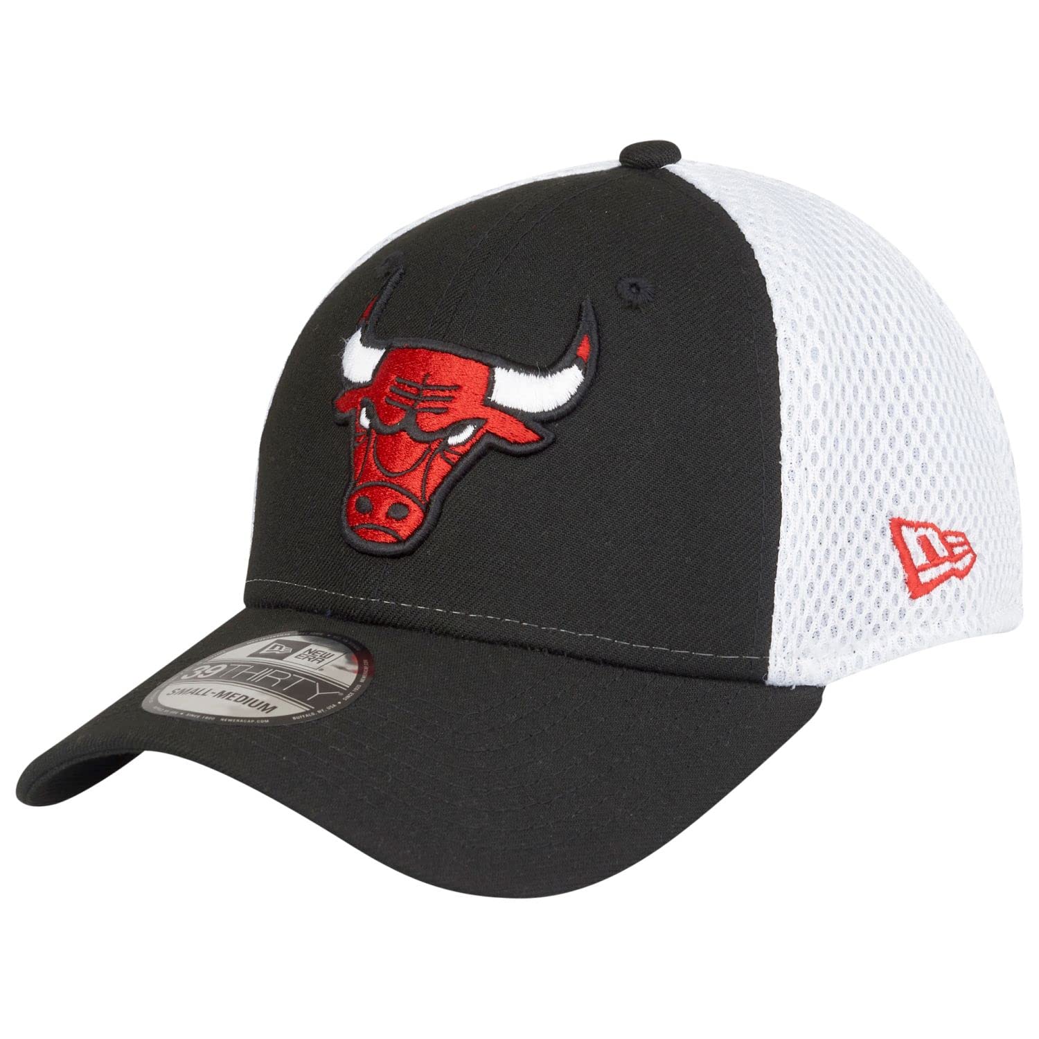 New Era Unisex Black 39Thirty Stretch Mesh Cap - Chicago Bulls - L/Xl