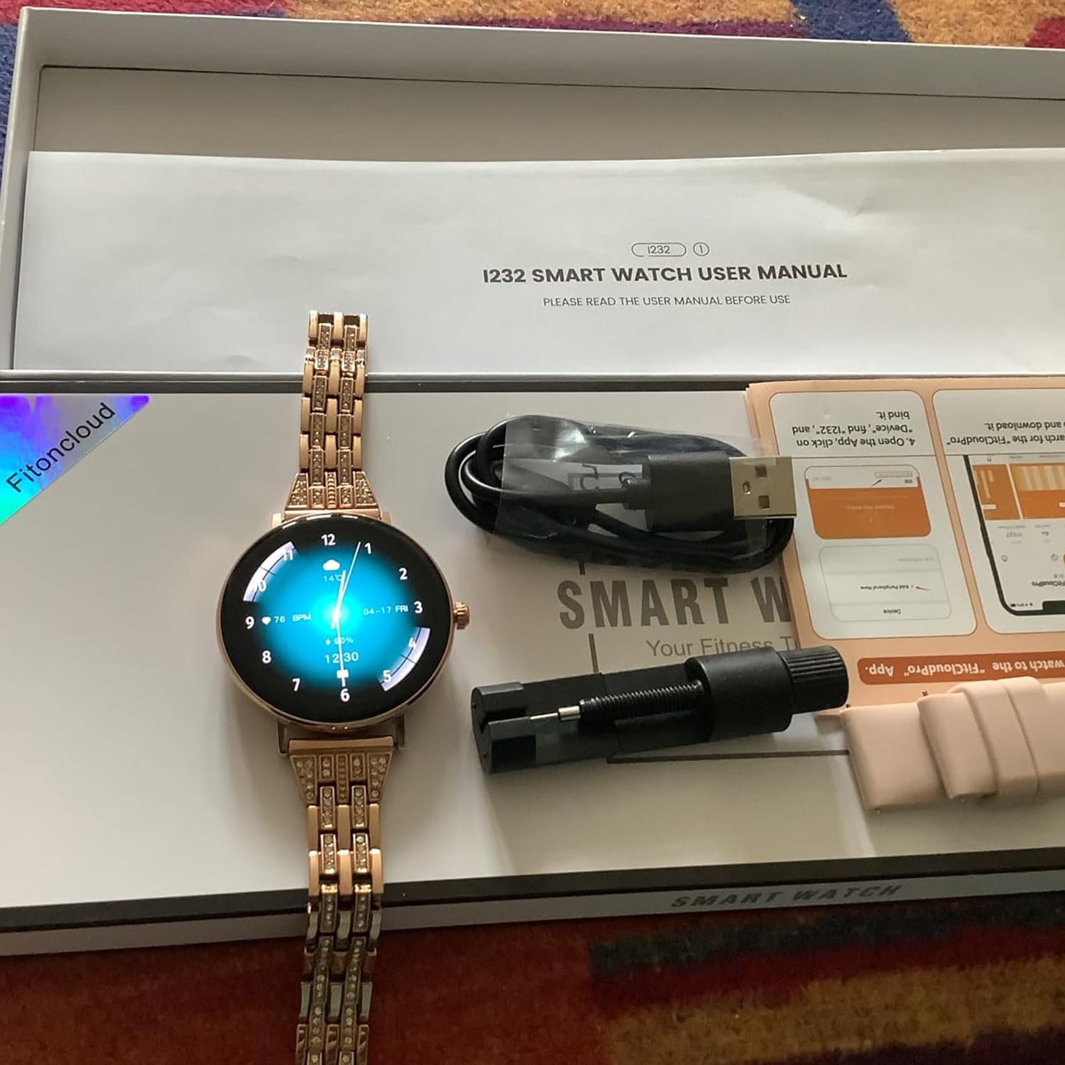Montre Connectée Femme Ultra-fines (8mm),Écran AMOLED 1,32",Batterie 7 Jours,Suivi Santé et Sommeil,Appel BLE5.3,Assistant Vocal,Fonction Féminine,IP68 Étanche Smartwatch pour Android iOS,Or Rose