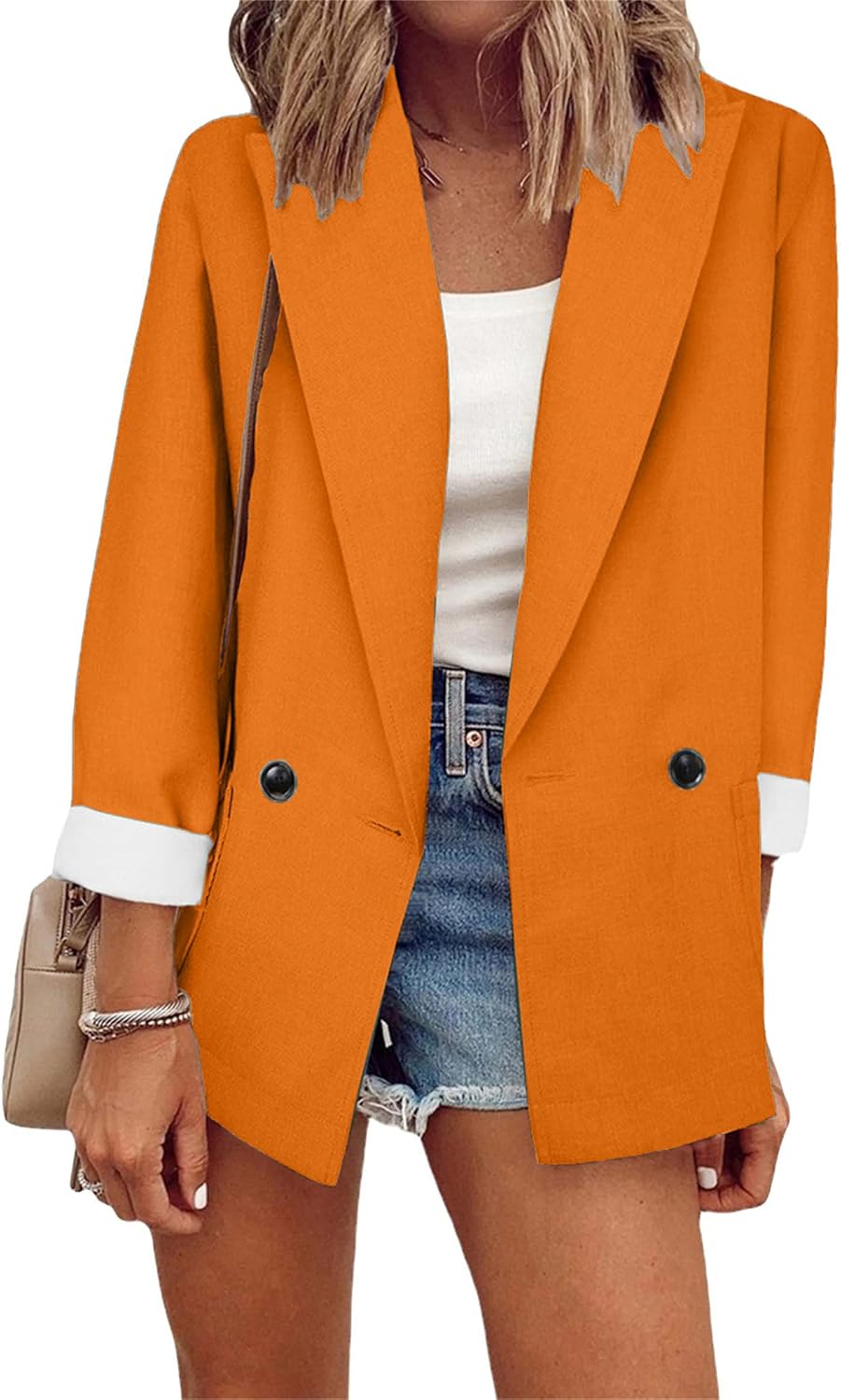 OMZIN Girls’s Blazer Go well with Open Entrance Cardigan Jacket Informal Workplace Elegant Blazer