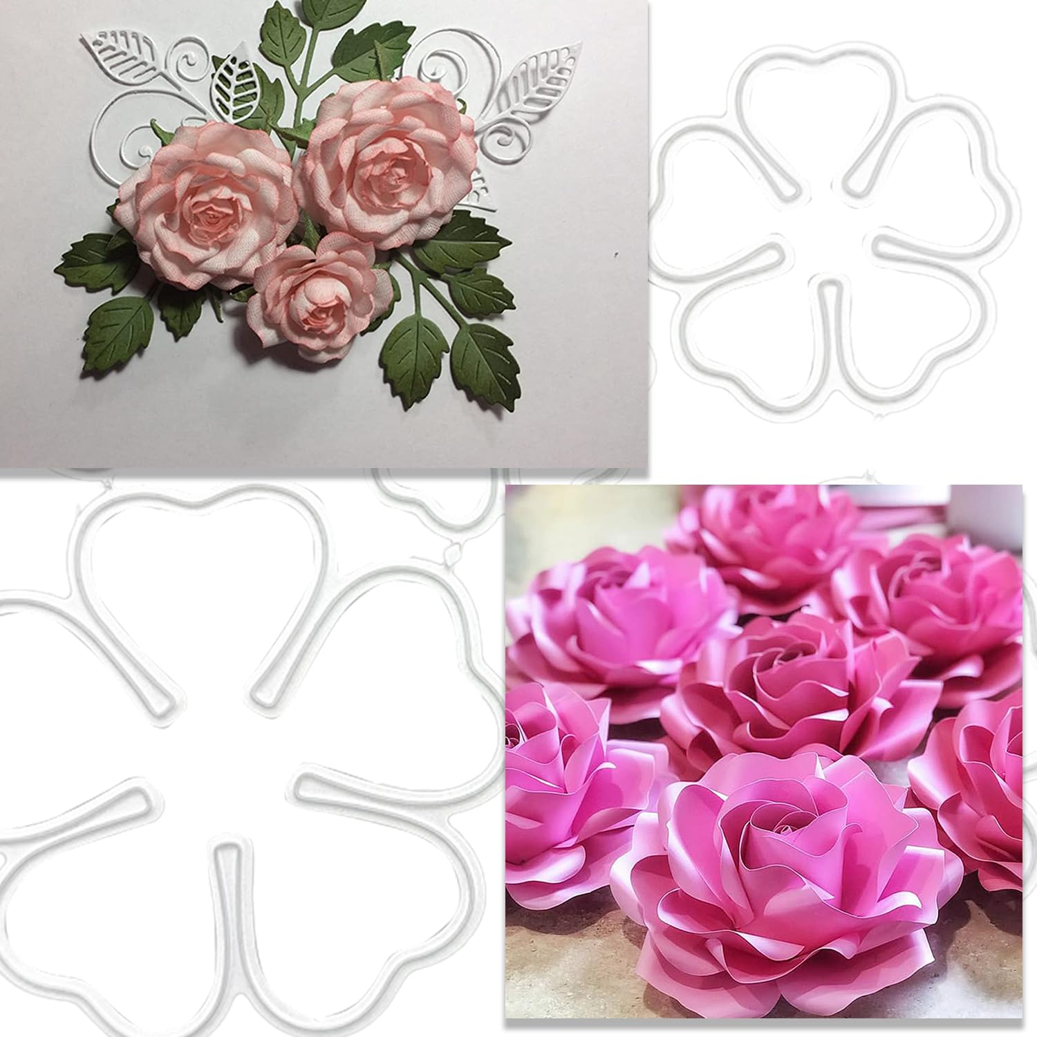 Fustella Metallica Da Taglio Per Scrapbooking E Biglietti - Motivo Floreale Con Foglie, Matrice In Acciaio Al Carbonio 10,8x9,6 Cm - Ideale Per Goffratura, Album Fai Da Te E Decorazioni Di Carta - 5