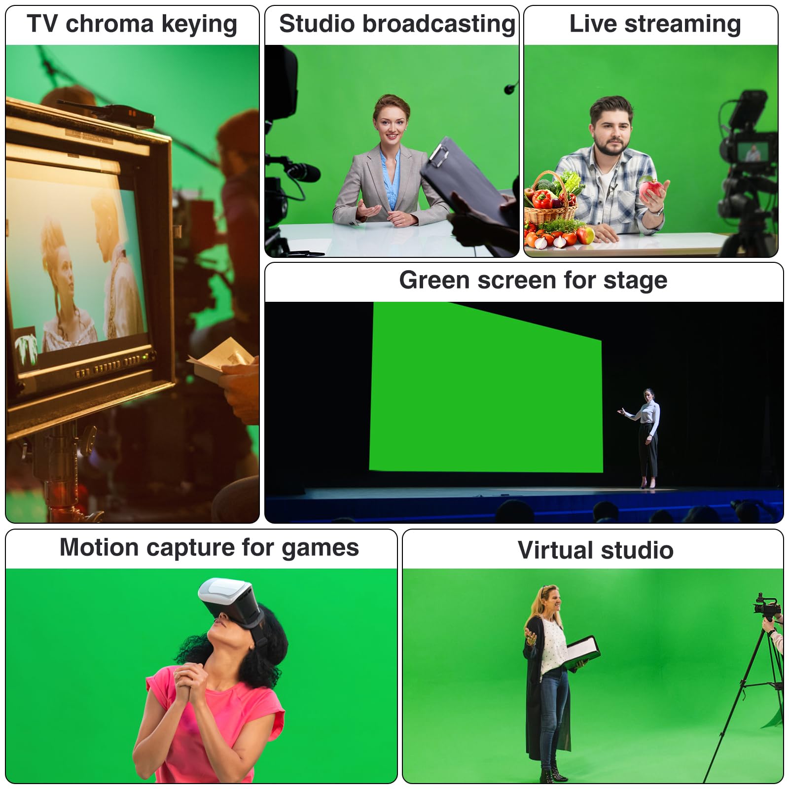 Sfondo Foto Verde, 3M x 3M (9,8 x 9,8 piedi) Sfondo Fotografico Verde, Telo Green Screen con 4 Pinze di Fissaggio, Adatto per Fotografia, Streaming dal Vivo e Registrazioni Televisive