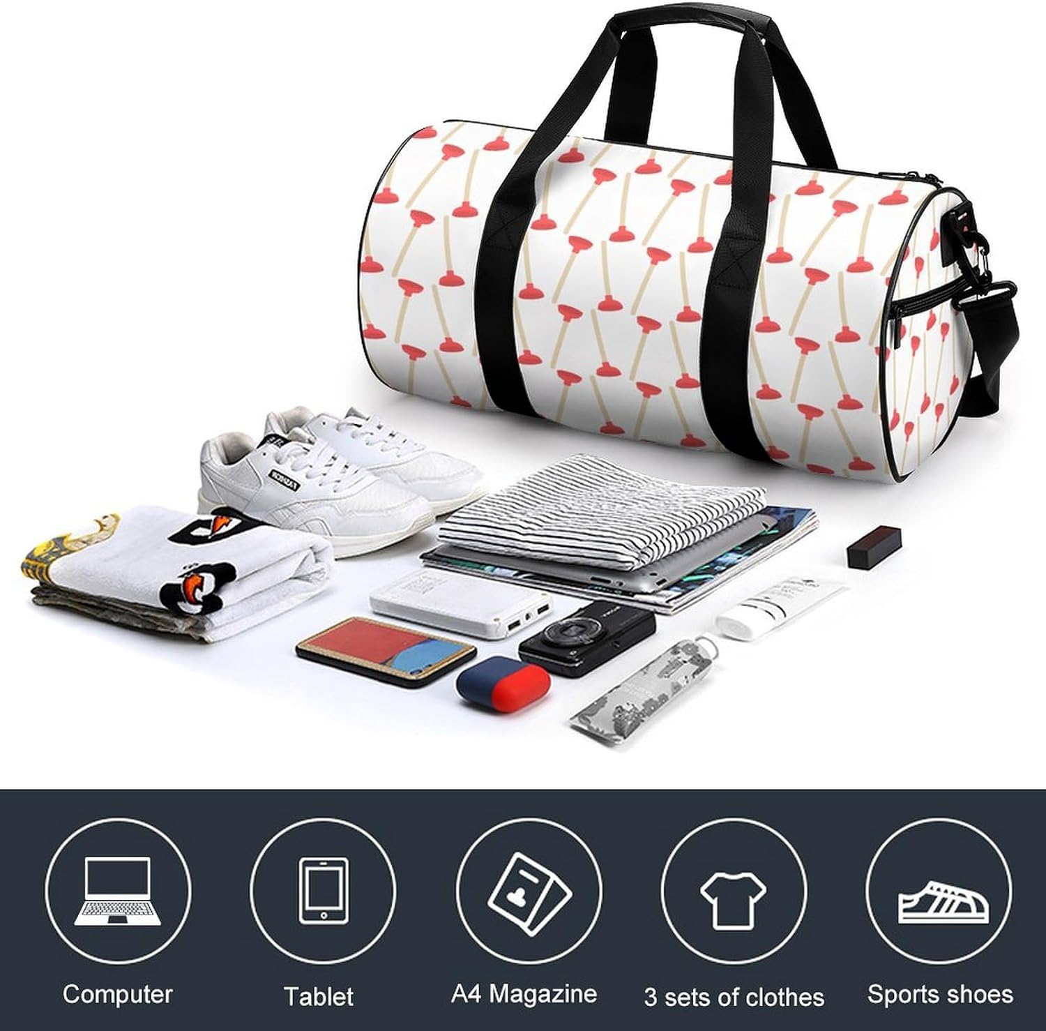 Toilet Plunger Large Capacity Portable Cylindrical Fitness Bag