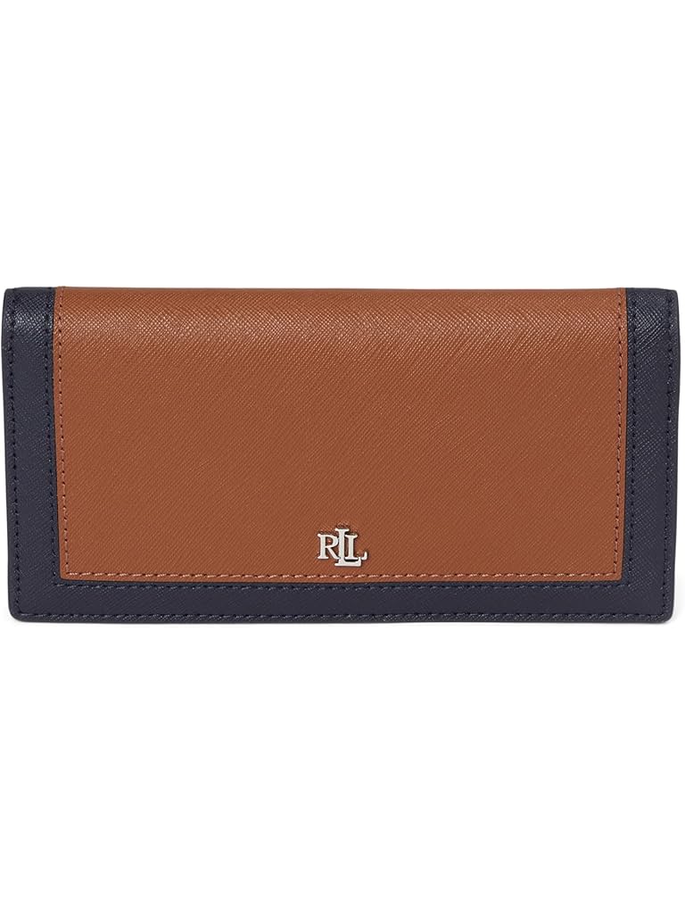 Navy Lauren Ralph Lauren Crosshatch Leather Slim Wallet