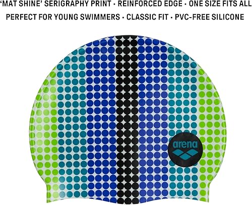 Miniatura 35 de Arena Gorra de natación clásica unisex de silicona para niñas y niños, cómoda y duradera, talla única Negro/Plateado,Verde lima