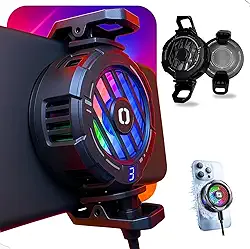 Refrigerador magnético para celular, ventilador de resfriamento de telefone RGB portátil, ventilador de resfriamento para celular, radiador de telefone com maior área de（Preto）
