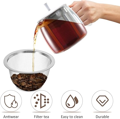 Miniatura 7 de DOITOOL 8 piezas de filtro de té de acero inoxidable para tetera, filtro de infusor de malla de repuesto para tetera de café, tetera, 3.0 in