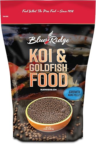 Blue Ridge - Pellets de alimentos para peces fórmula de crecimiento de koi y peces dorados mini pellets flotantes dieta equilibrada Blue Ridge - Pellets de alimentos para peces fórmula de crecimiento de koi y peces dorados mini pellets flotantes dieta equilibrada