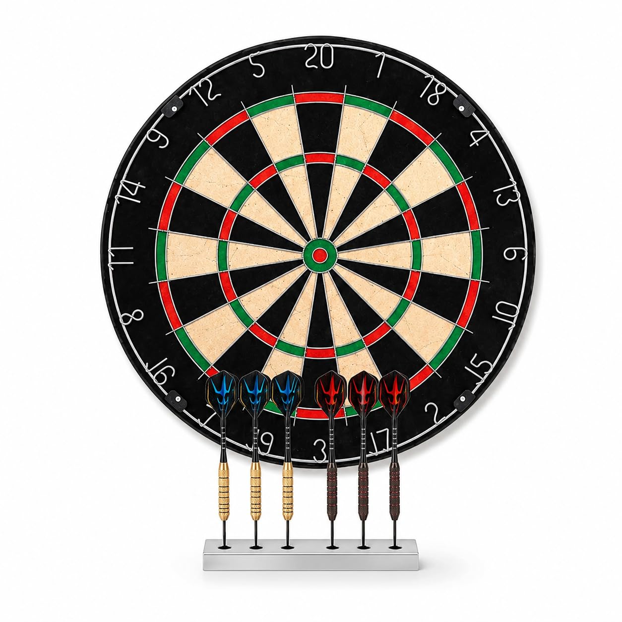 Dart Board Set Full Size 18 Inch Bristle Target Board with 6 Steel Tip Darts, Indoor Family Pub Game, Wall Mounted Dartboard for Adults Beginners Home Games Room Practice Training