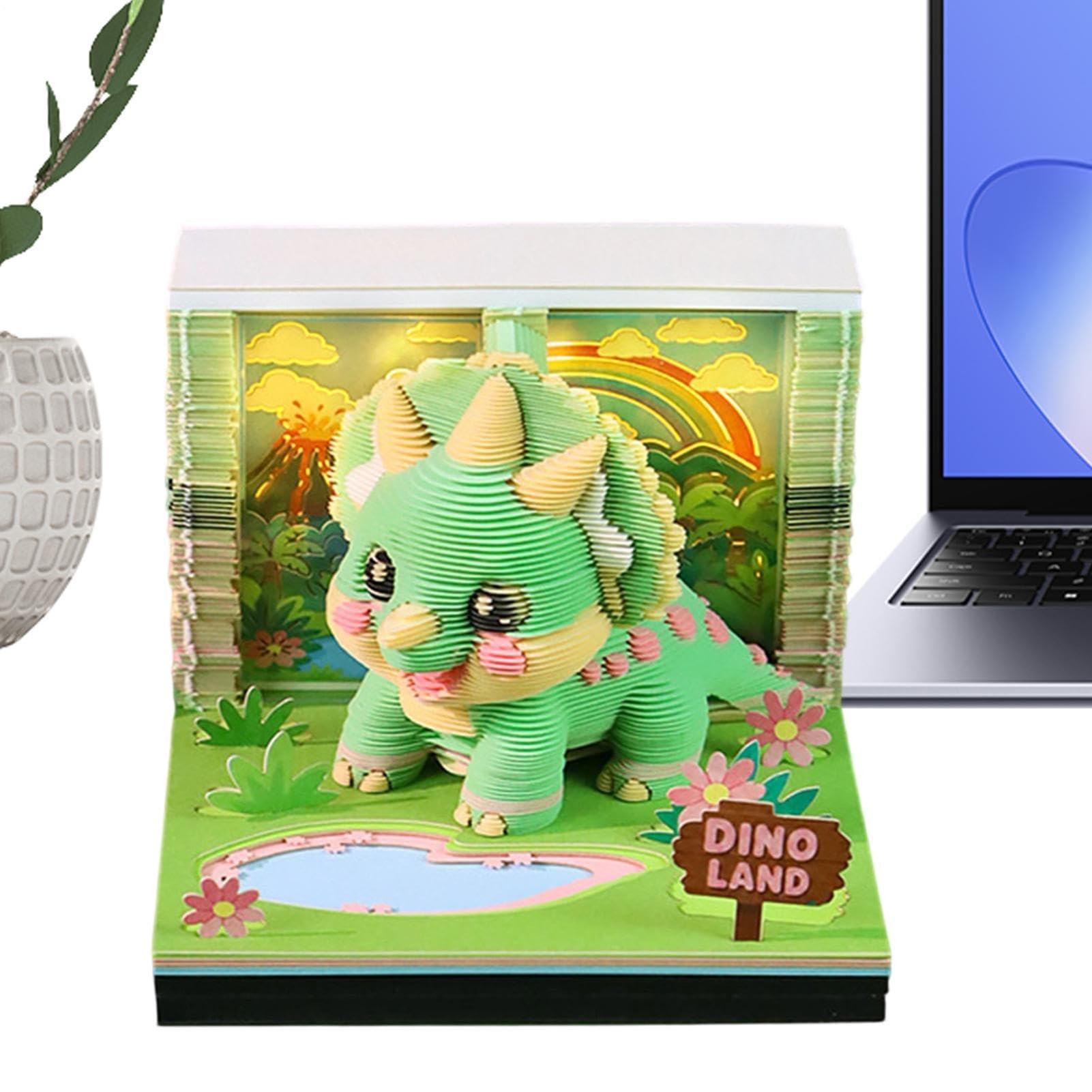 3D-Schreibtischkalender, zum Abreißen, Papierschnitzerei, Kunst, Dinosaurier-Notizblock | Kalender 2027 für Notizen, Planung, Zuhause, Schule, Büro