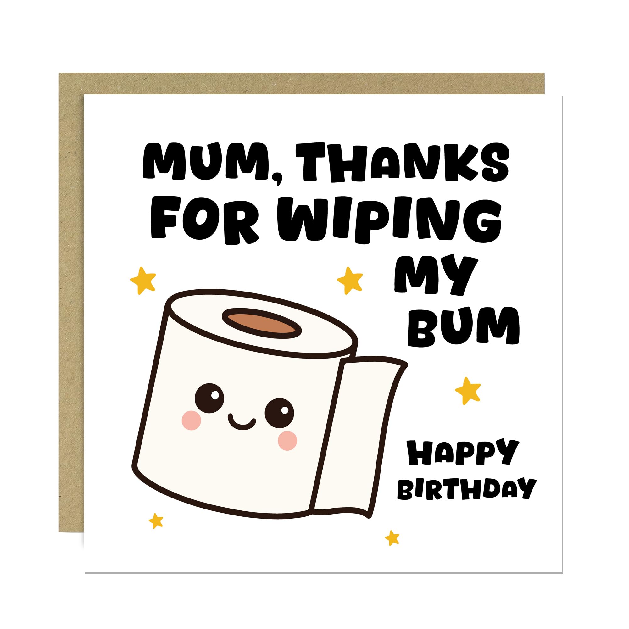 RED OCEAN Funny Birthday Card For Mum Thanks For Wiping My Bum Card Joke Mum Birthday From Daughter Son With Envelope