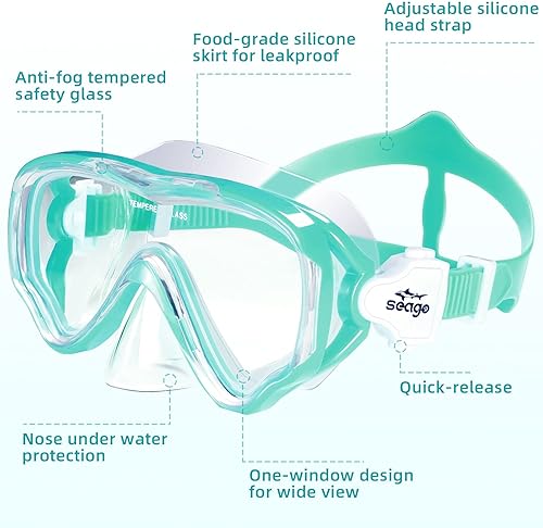 Miniatura 3 de Juego de esnórquel para niños, máscara de esnórquel con parte superior seca, equipo de esnórquel para niños, niñas, jóvenes, sin fugas, cómoda