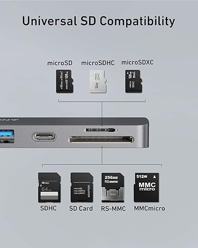 Miniatura 6 de Anker Hub USB C para MacBook, adaptador USB C a C 7 en 2, compatible con puerto Thunderbolt 3, entrega de energía de 100 W, HDMI 4K, USB C y 2
