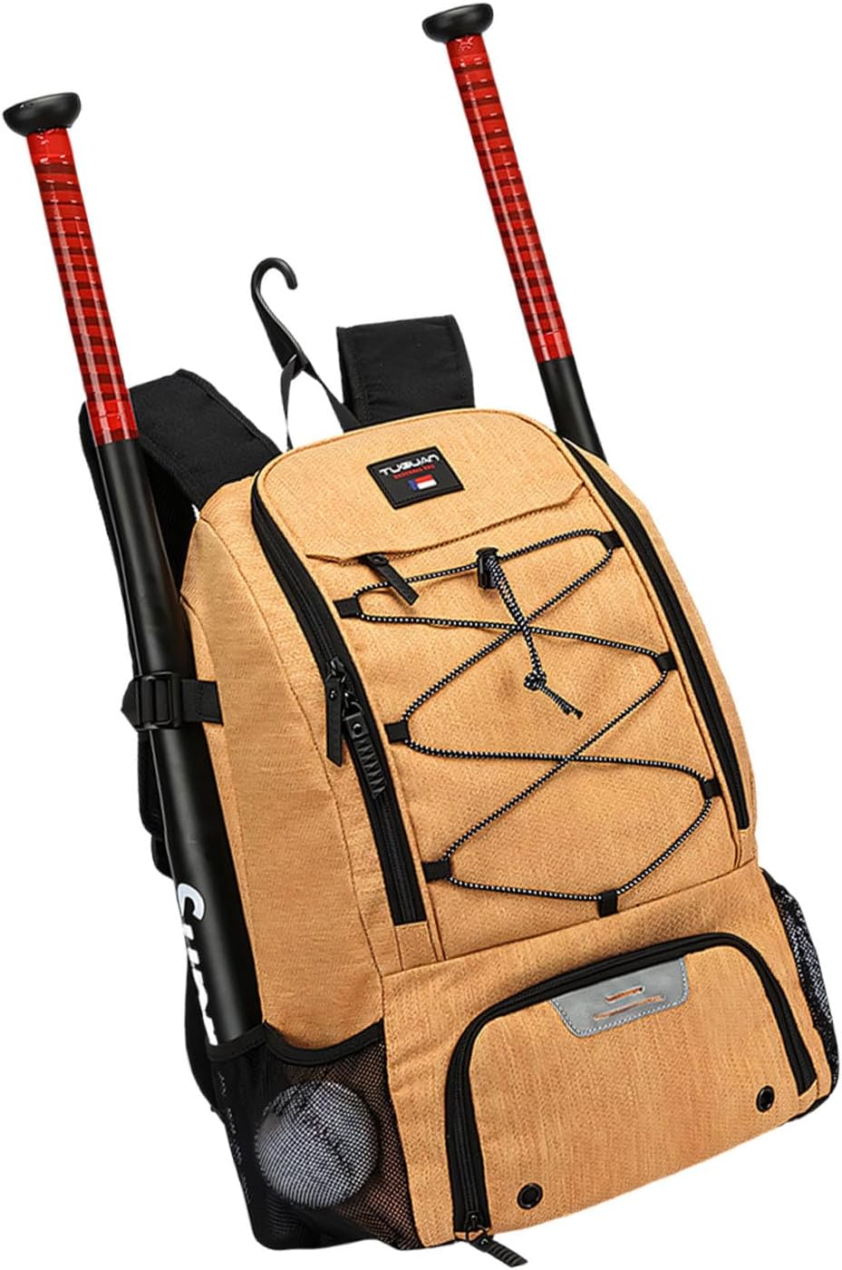 Trendy and Practical Baseball Training Backpack Providing Ample Room for Bats Cleats and Belongings Featuring Easy to Maintain Fabric Bat and Glove Planner