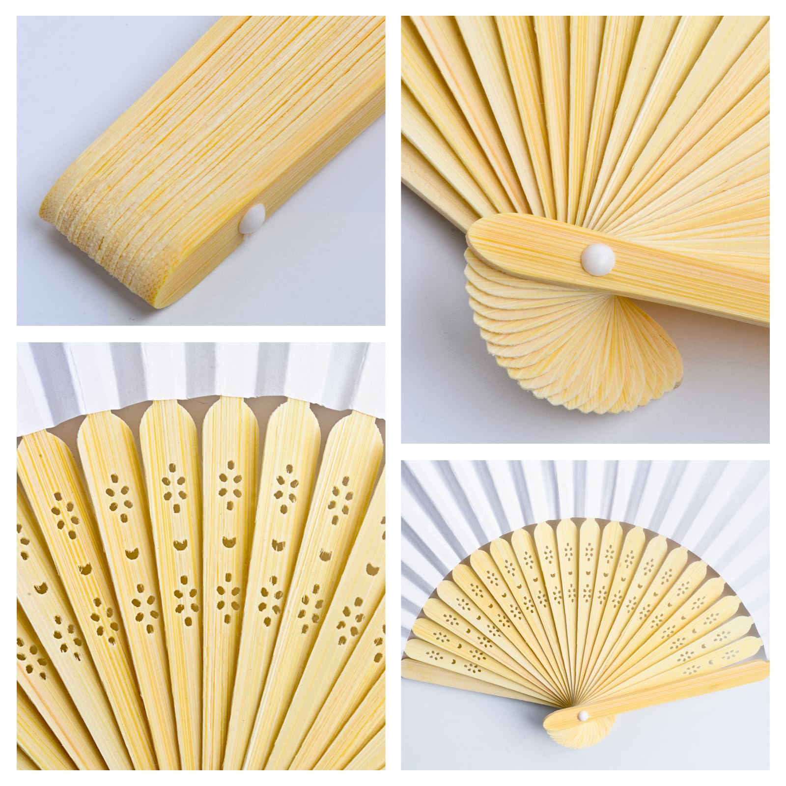 36 Stück Weiße Bambus-Papierfächer, Faltfächer Handfächer als Hochzeitsgastgeschenk, Vintage Deko Fächer für DIY Sommer Party & Festliche Anlässe