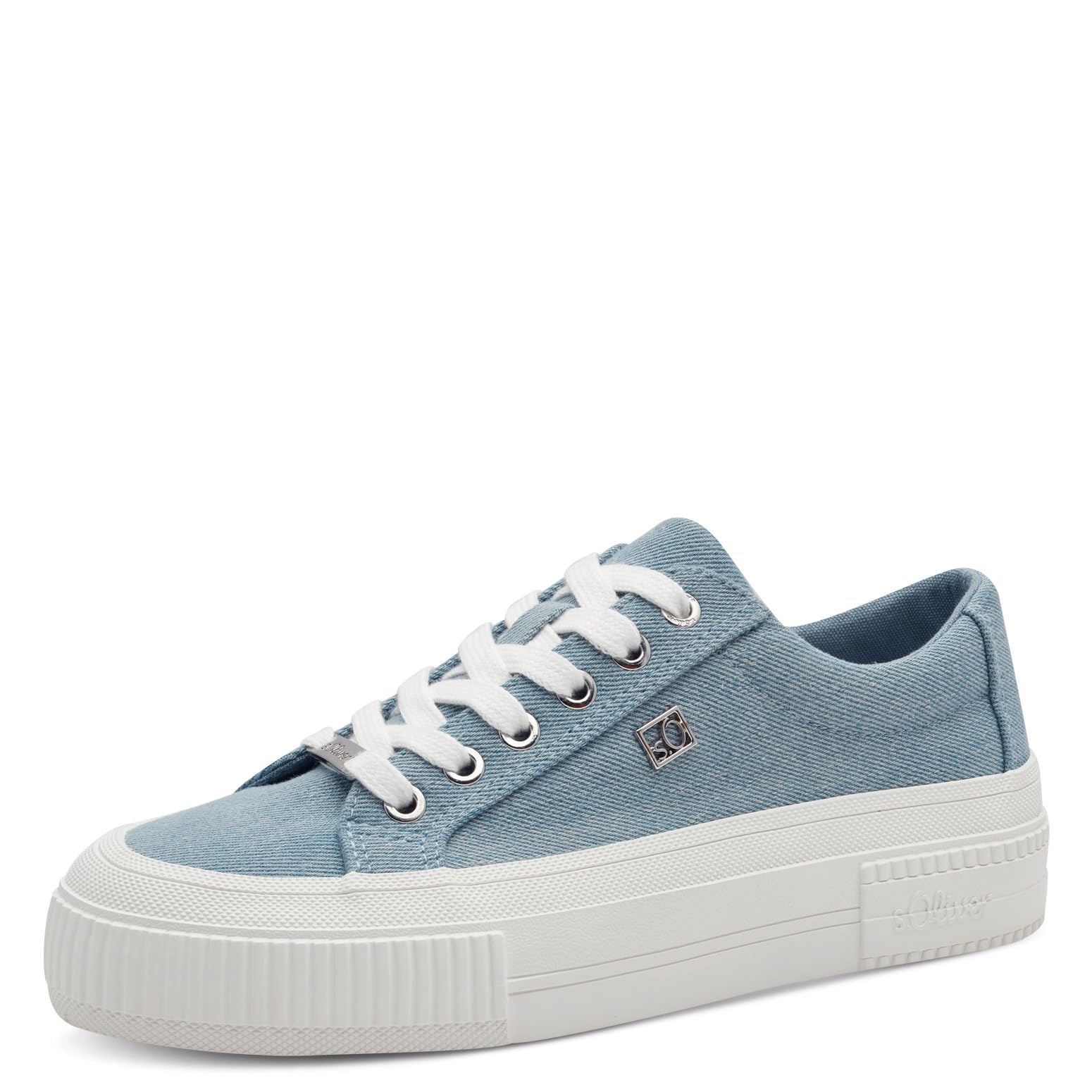 s.Oliver Women's Platform Trainers with Laces, Comfortable, Denim, 8 UK