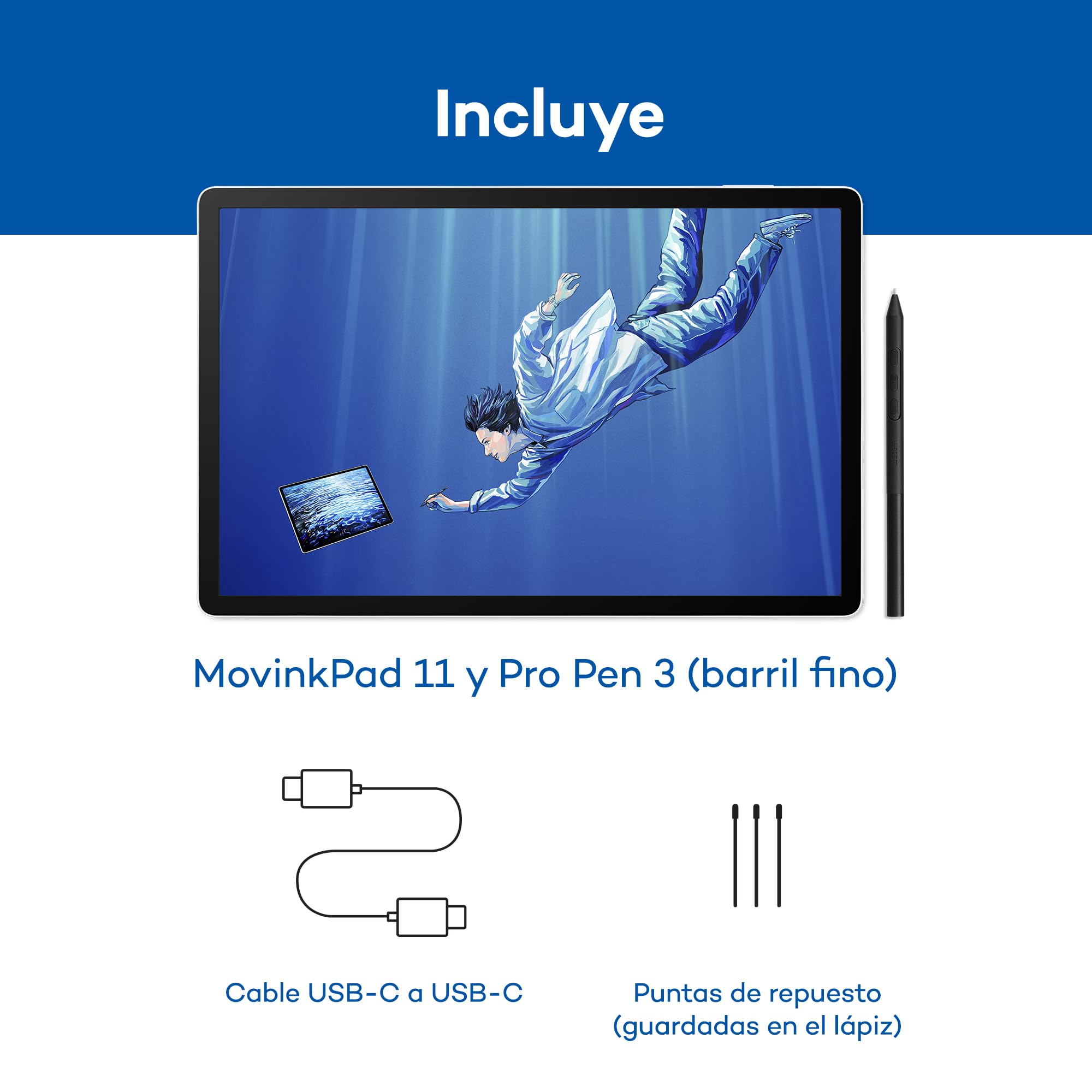 Wacom MovinkPad Pro 14 Tableta Gráfica – Sensación de lápiz sobre Papel con Pantalla OLED para Negros Reales, Contraste excepcional, Respuesta rápida, Vidrio Texturizado Premium, Pro Pen 3 preciso