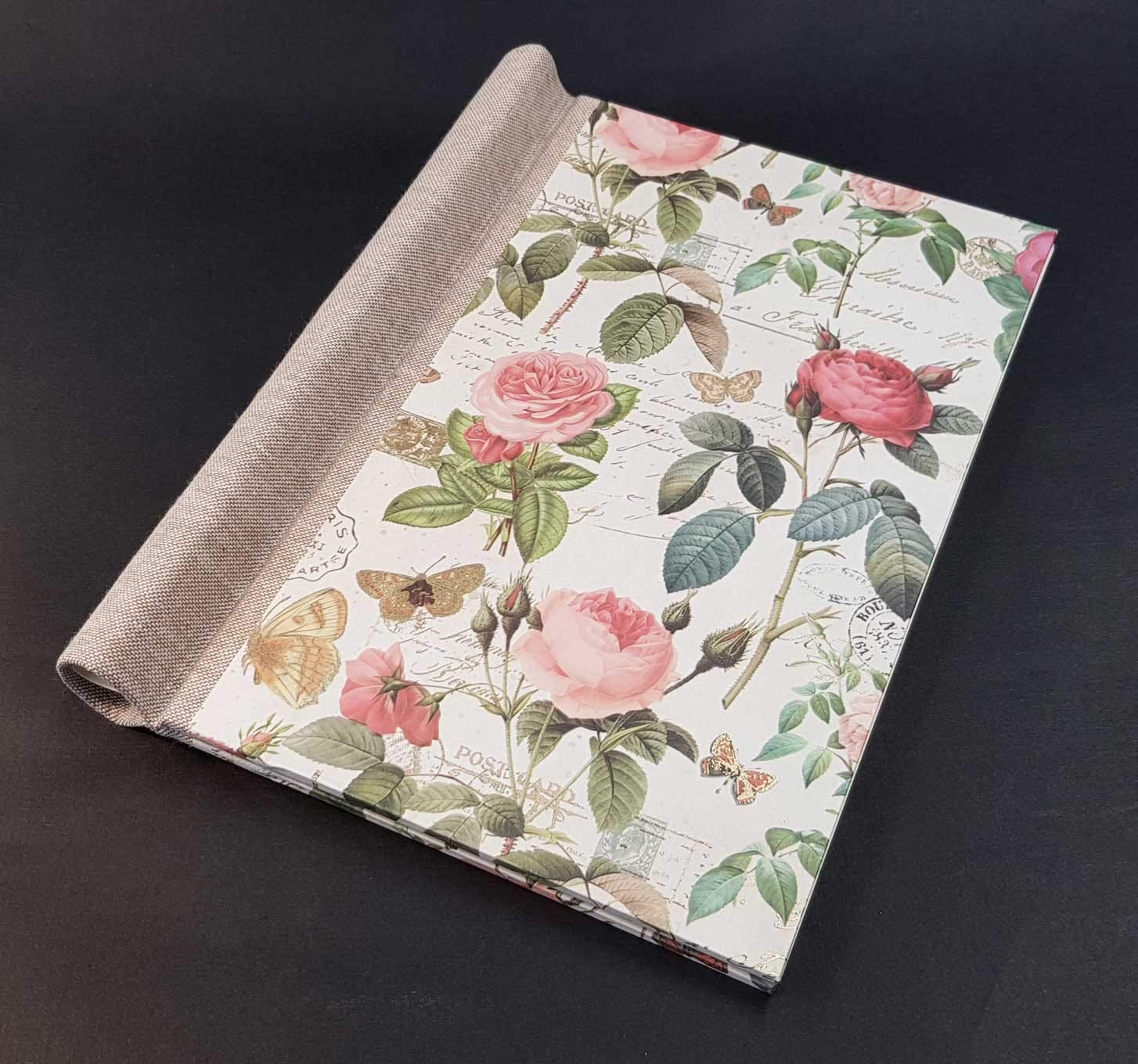 Klemmbinder Vintage Roses Naturleinen, A5