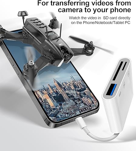 Vista 4 de Lector de tarjetas SD USB C para iPhone 15-17, adaptador de tarjeta de memoria USB C a Micro SD para iPad/Mac Pro/Air, lector de tarjetas de cámara