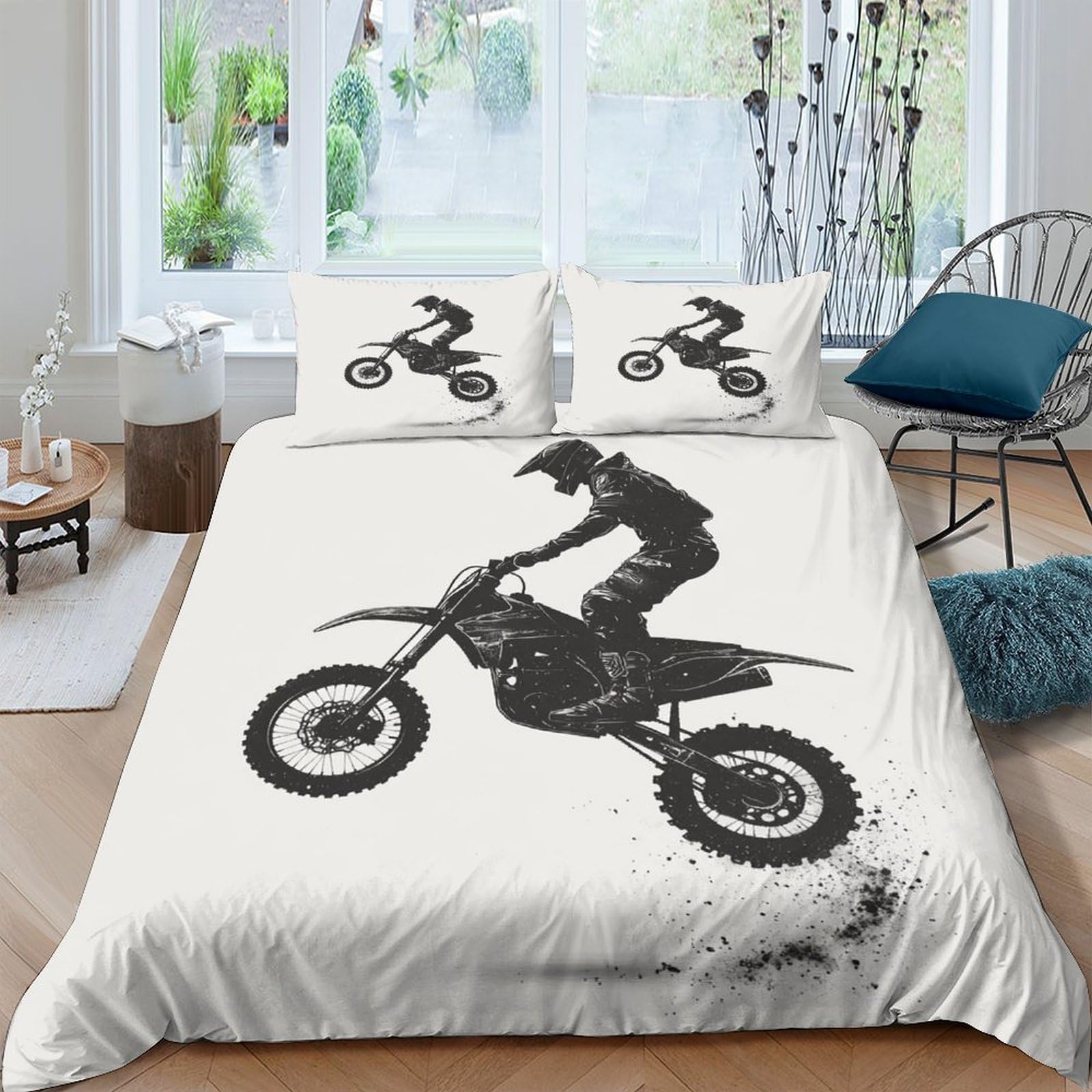 Ctjqhvkz Style-2 3D Printed Motocross Rider Fitted Sheet Microfiber Soft Breathable Dirt Bike Mattress Cover For Bedroom Dorm Bed Protection Decor Single（135X200cm）