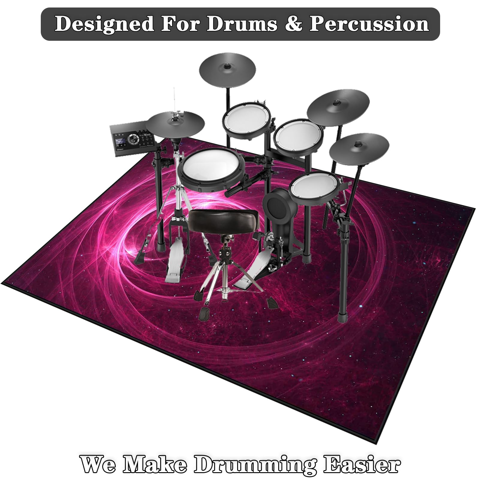 Drum Rug Trommel Teppiche Drum Teppich, Schallschutz Teppichmatte, rutschfeste Drum Matte für Akustik Schlagzeug Drum Kits Bass Drum Elektronisch Snare Klavier Musikinstrumente Teppich 180 x 140 cm