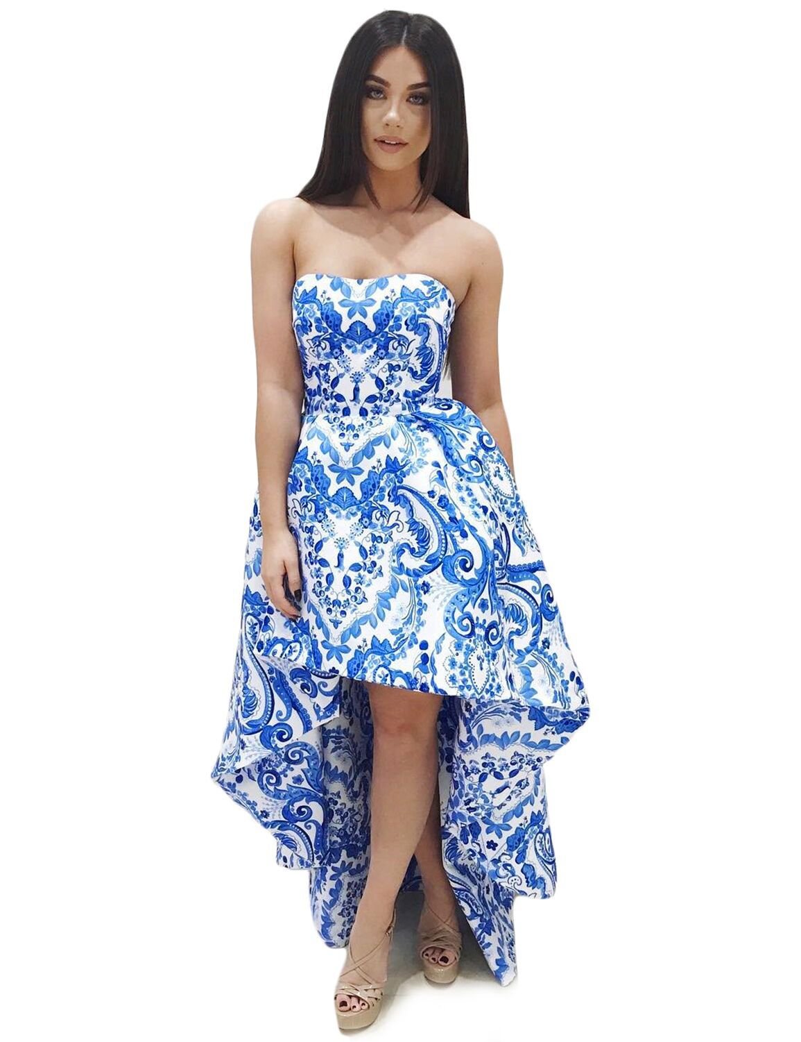 Women's A Line Floral Prom Dresses Formal Evening Gowns J131