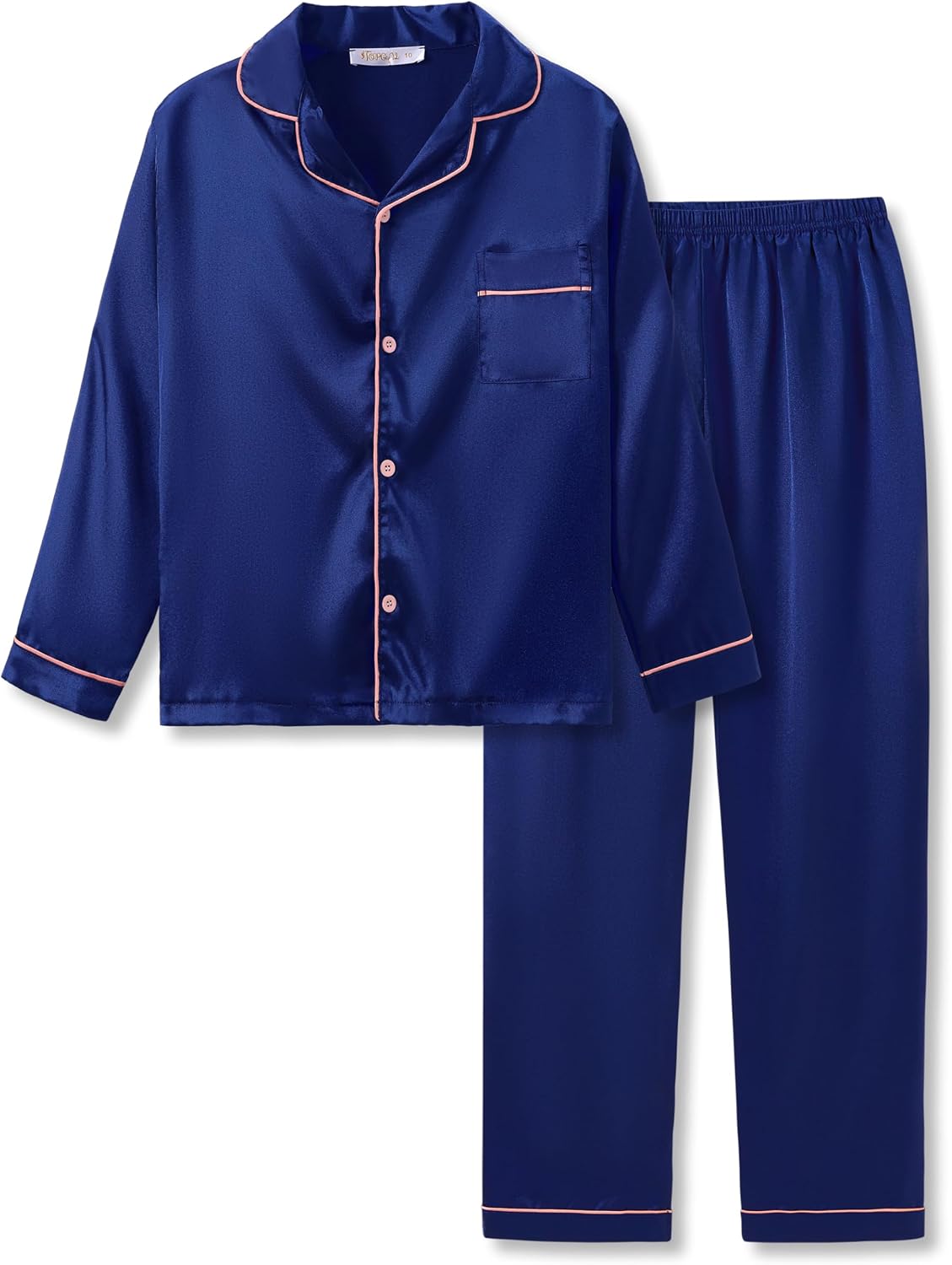 Topgal Little & Big Girls Pajama Set Size 6-16 - Fuchsia Satin Silky Cute Long Sleeve & Pants Outfit