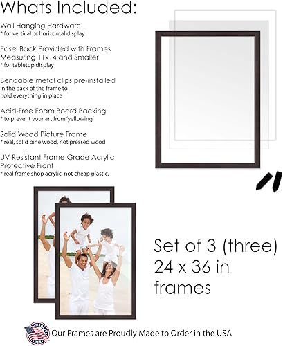 Vista 69 de Juego de 3 portarretratos de 16 x 20 pulgadas, color blanco lavado, de madera de 16 x 20 pulgadas, para pared de galería, 3 marcos de 16 x 20 Blanco