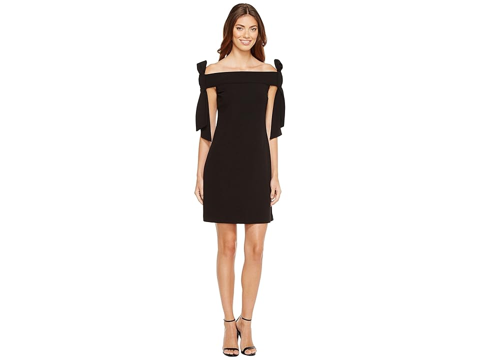 

Donna Morgan Sleeveless Crepe Dress with Bow Details at Shoulder (Black) Women's Dress