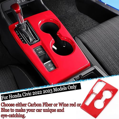 Miniatura 3 de Marco de consola central Civic de 11 generación, cubierta del panel de palanca de cambios para Honda Civic 2022 2023 - ABS rojo vino Accesorios