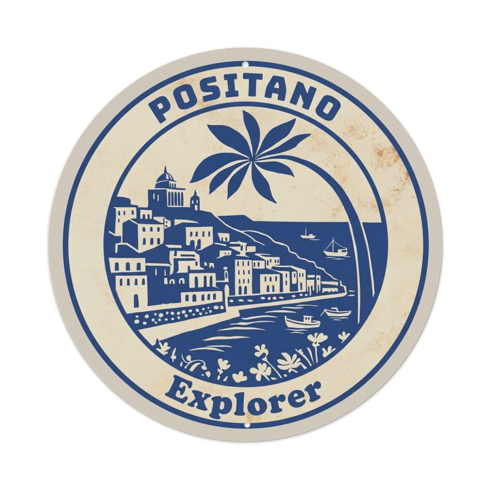 Vintage Travel Positano Italy Cabin Metal Tin Sign Plaque