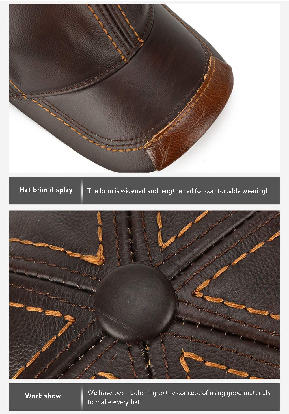 Sombreros de invierno, cuero unisex Golf gorra de béisbol de cuero con correa ajustable con gorra de hombre sombrero de primavera y otoño