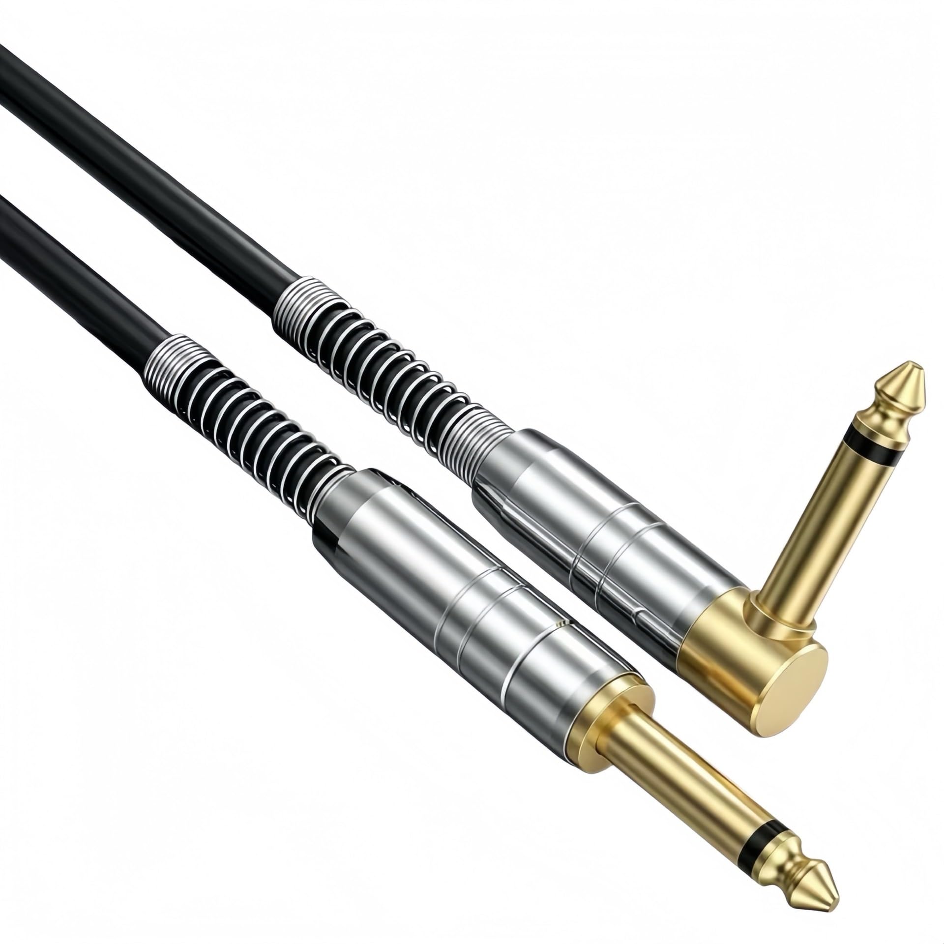 Kabel Do Gitary Pozłacany Kabel Mono 6,35 Mm Kątowy Do Prostego Połączenia Z Gitarą Elektryczną(1m)