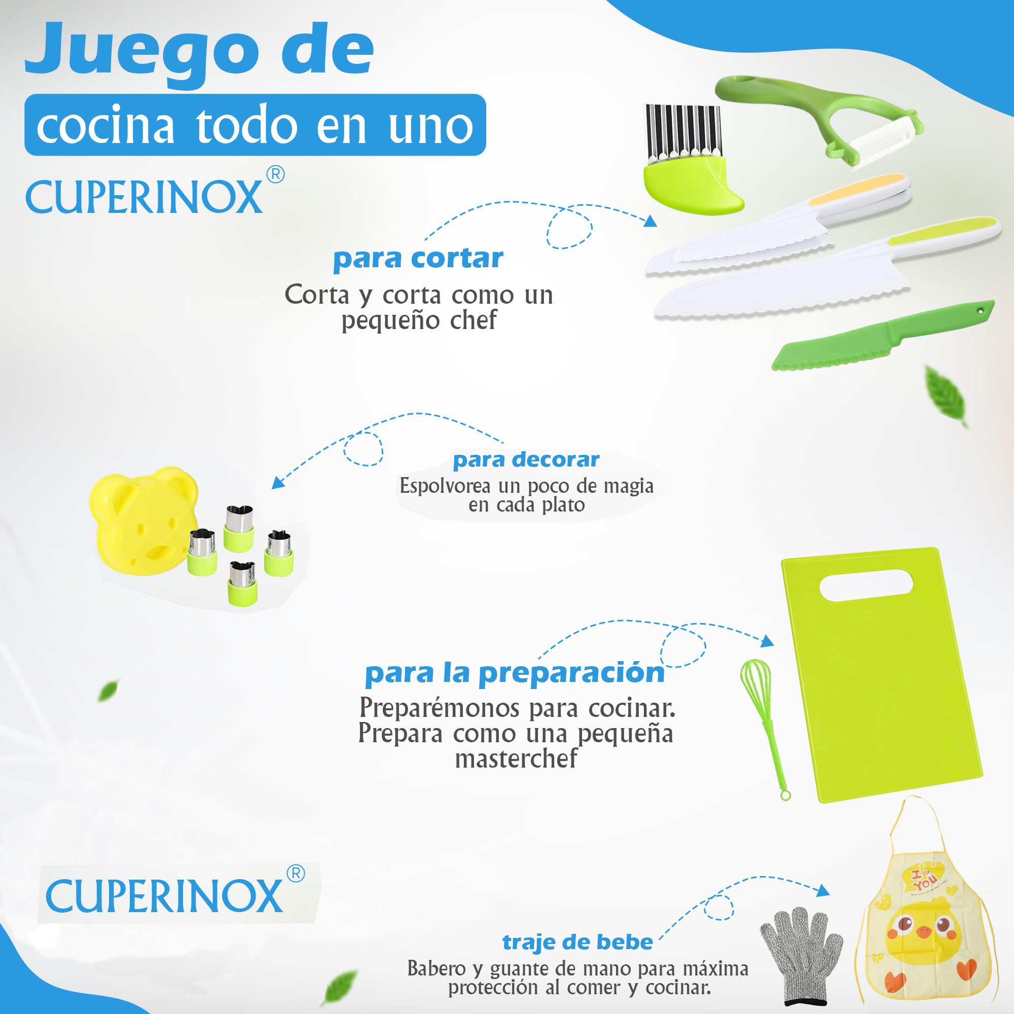 Set coltelli bambini dai 2 anni | Utensili Montessori cucina 16 pezzi | Accessori sicuri per piccoli chef | Kit Mon Petit Chef | Montessori cooking per bimbi
