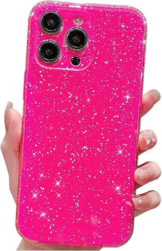 Finyosee Funda compatible con iPhone 14 Pro de 6.1 pulgadas, bonito color neón brillante, con purpurina, delgada, delgada, a prueba de golpes, funda
