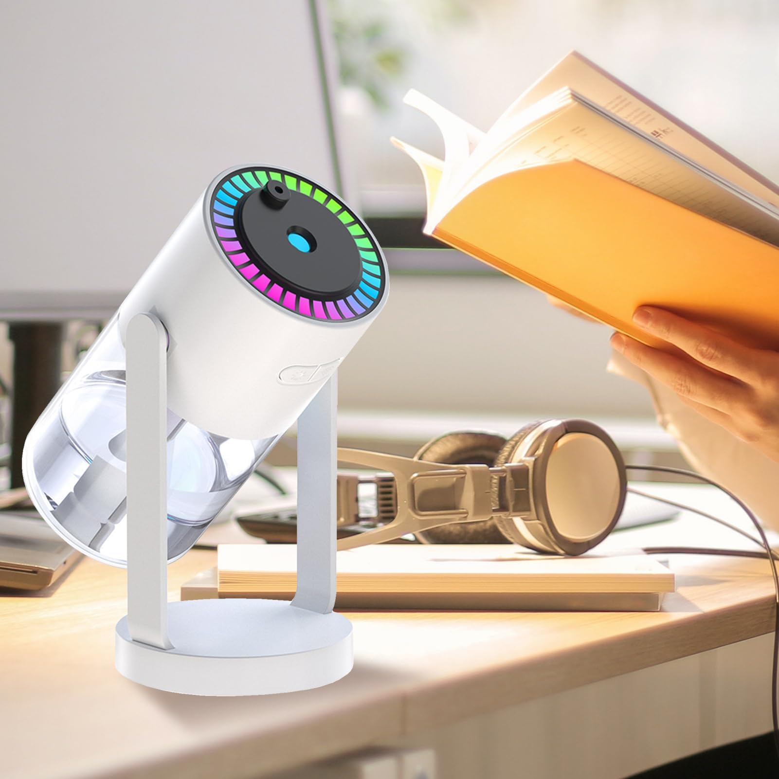 Umidificatore a nebbia fredda con diffusore di olio e luce d'atmosfera, elegante proiettore per asilo nido e casa, comoda soluzione di umidità per camera da letto e spazi familiari