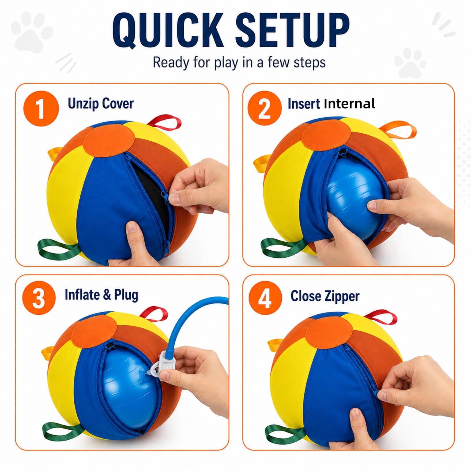 Generisch Herding Ball für Hunde – Interaktiver Hundespielzeugball für Aktive Hütehunde & Große Rassen, Bissfestes Trainingsspielzeug für den Täglichen Gebrauch (D, M(45cm))