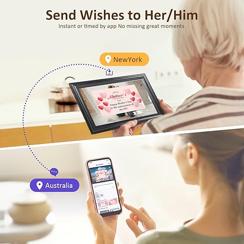 Miniatura 5 de Canupdog Marco de fotos digital WiFi de 10.1 pulgadas, pantalla táctil IPS 1080P con memoria de 16 GB, rotación automática, montaje en pared, envía