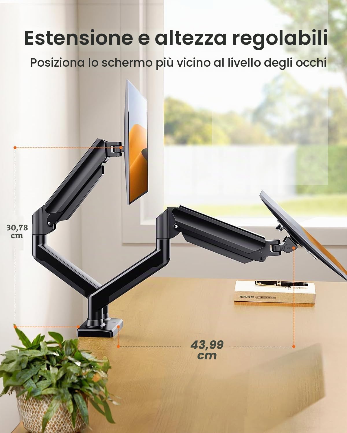Ergear - Supporto doppio monitor fino a 32 pollici, carico massimo di 22 libbre per braccio, supporto doppio monitor regolabile, supporto per monitor in acciaio resistente con VESA stabile 100 x 100
