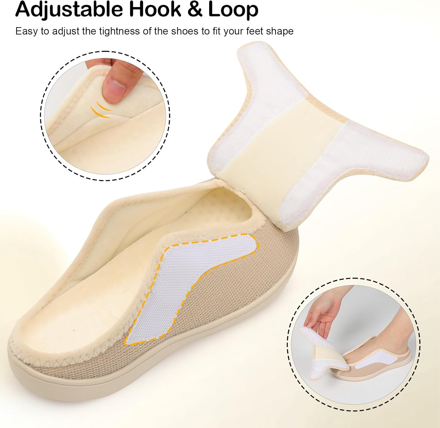 LeIsfIt Slippers for Women Extra Wide House Slippers Elderly Slip on House Shoes Non-Slip Indoor Outdoor Slipper Adjustable for Diabetic Swollen Feet - Image 4