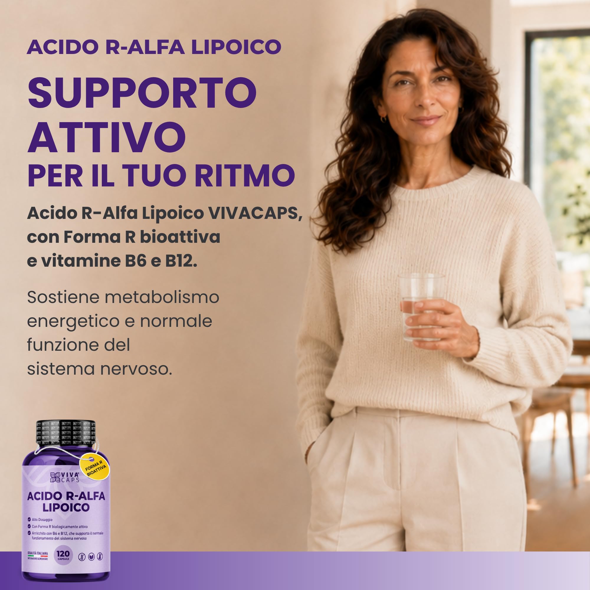 Acido r alfa lipoico alto dosaggio 650mg 120 cps 1 al giorno per 4 mesi, acido alfa lipoico con vitamina b6 e vitamina b12 - Made in Italy