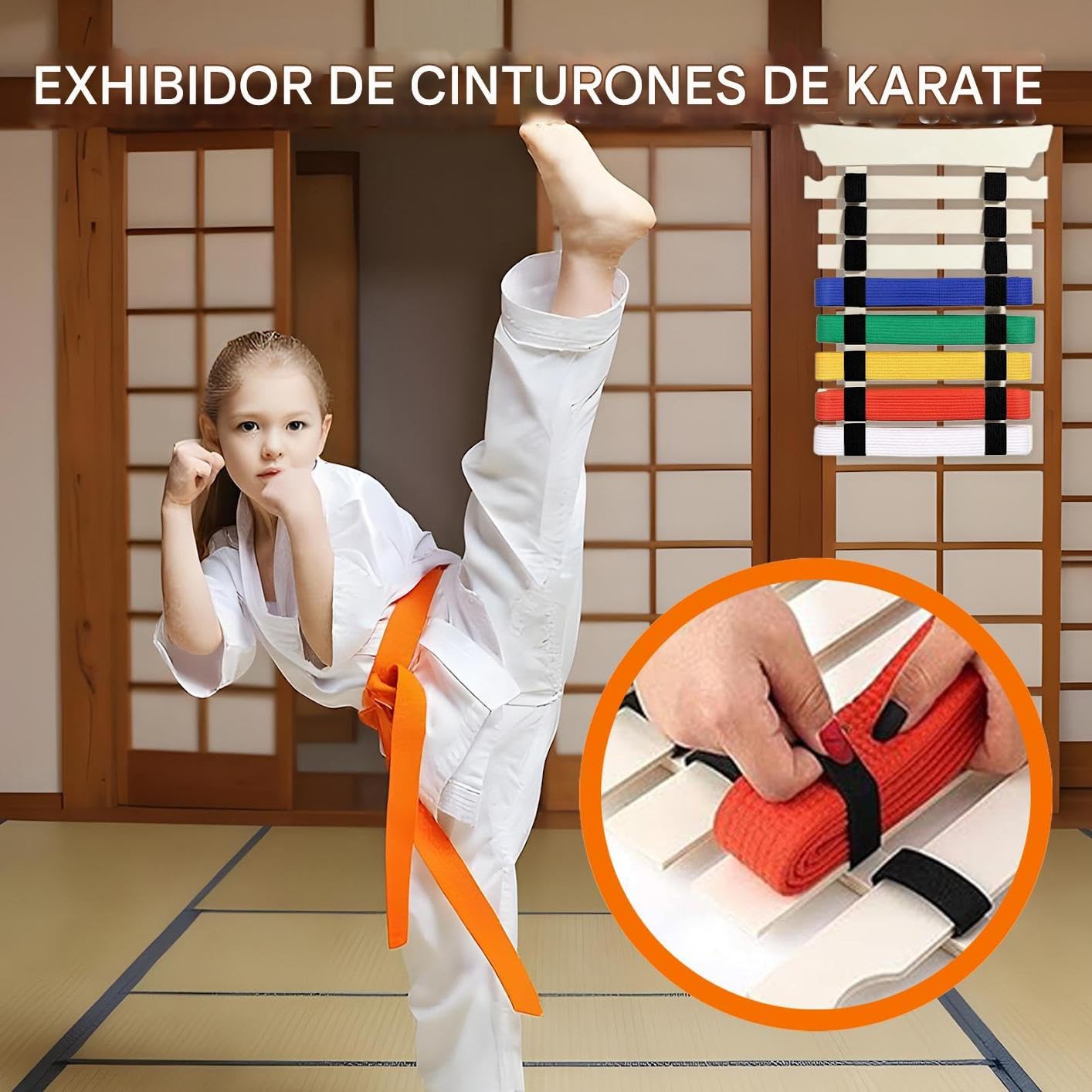 Soporte para Cinturones De Karate | Organizador De Exhibición De Cinturones De Artes Marciales para Adultos | Soporte De Almacenamiento Deportivo Sin Montaje para Todos