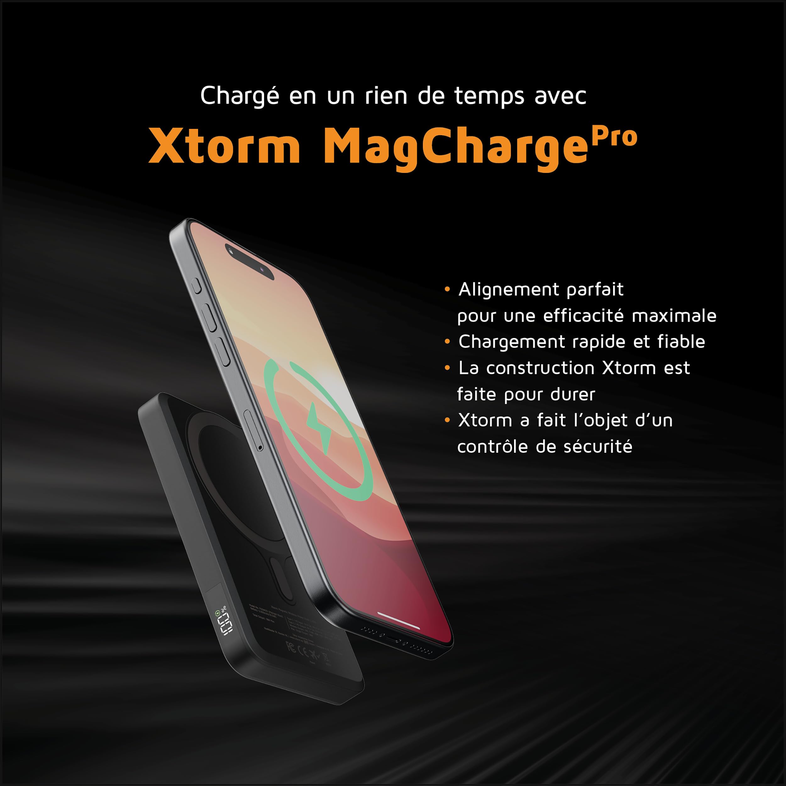 Xtorm Batterie Externe sans Fil 5000 mAh - Powerbank Magnétique avec USB-C, Batterie Externe sans Fil Compatible MagSafe pour iPhone 15 Pro Max/Pro/15/14 Pro Max/13 Pro