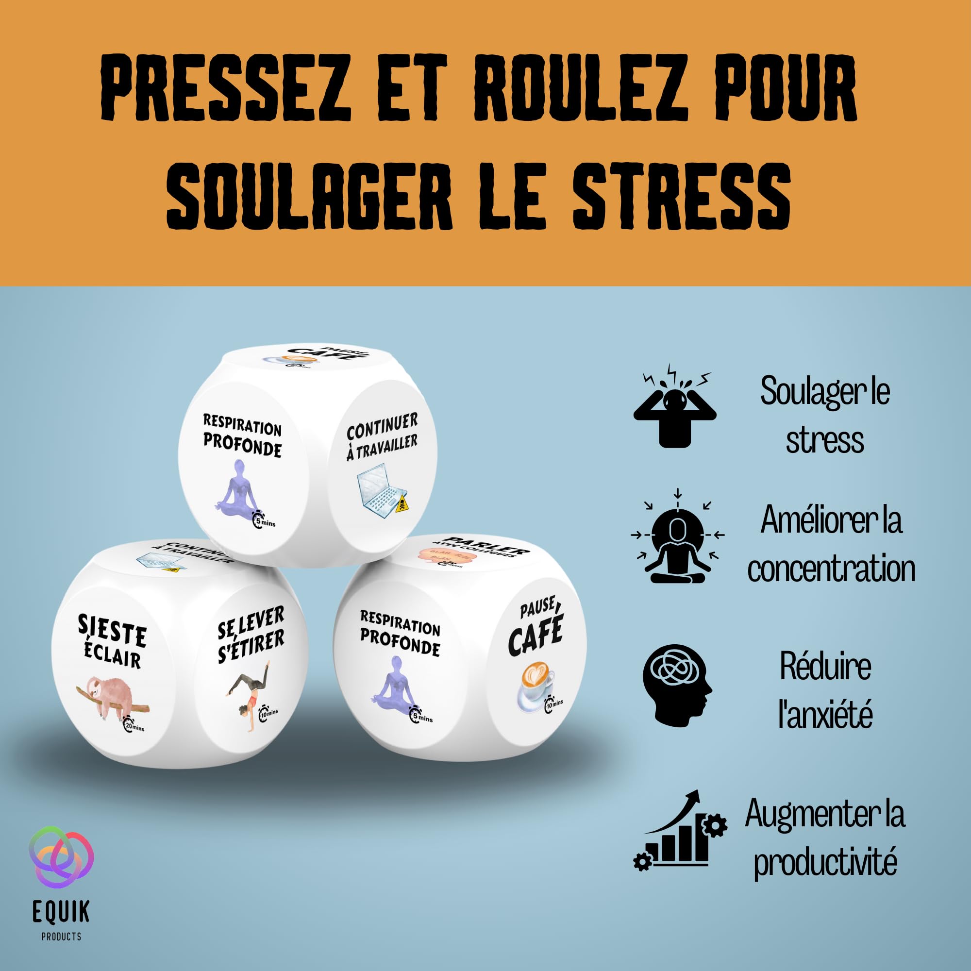 DWFEYOI 2 pièce Bois Cube Anti Stress, avec 6 actions amusantes pour soulager le stress, cadeau pour collègues, bureau, cadeau anti-stress pour les employés