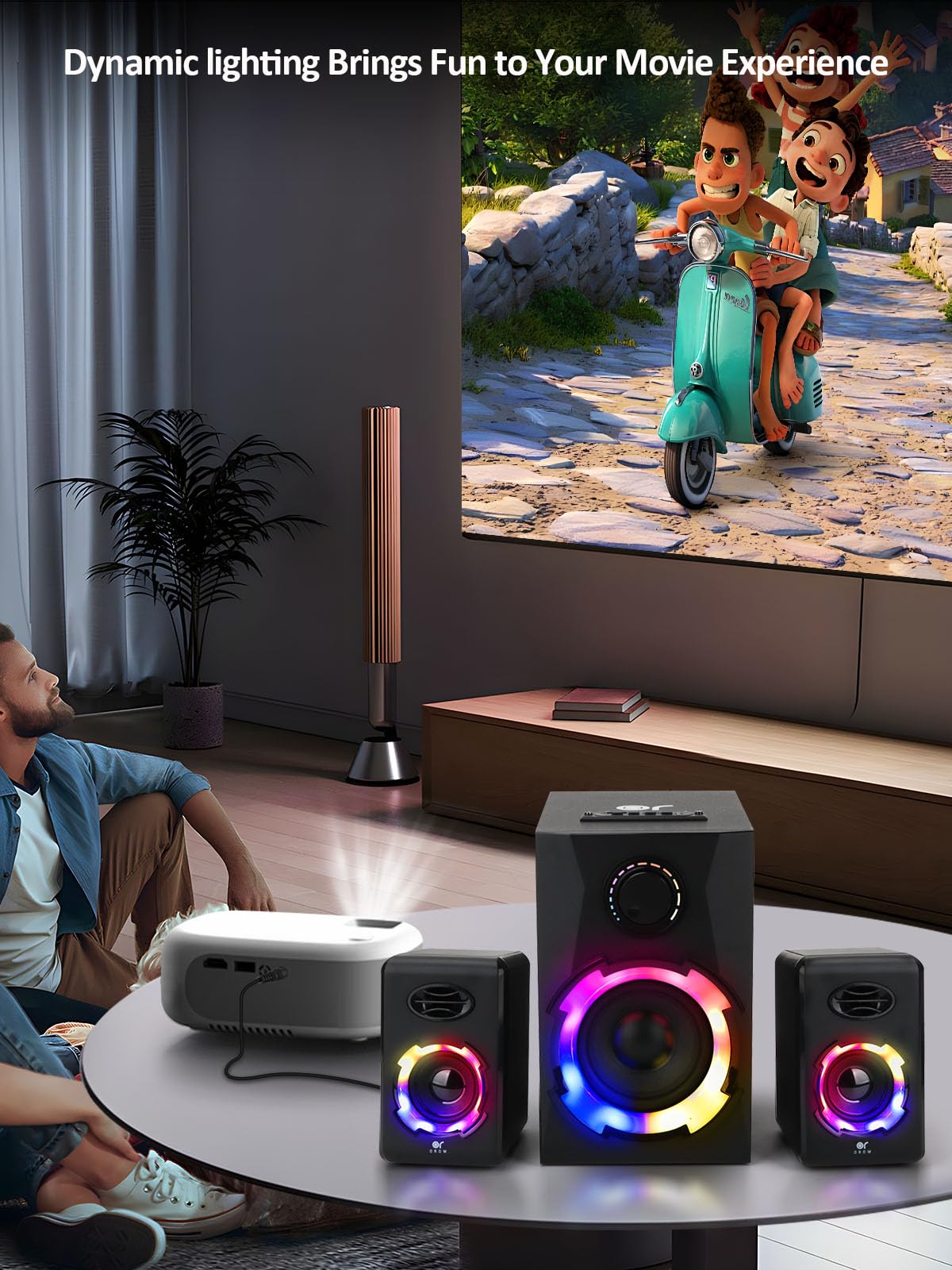 OR O R O W Głośniki PC, 40 W głośnik PC z Bluetooth, głośnik PC z subwooferem, głośnik komputerowy dla graczy, głośniki do biura/ekranu, laptopa, telewizora