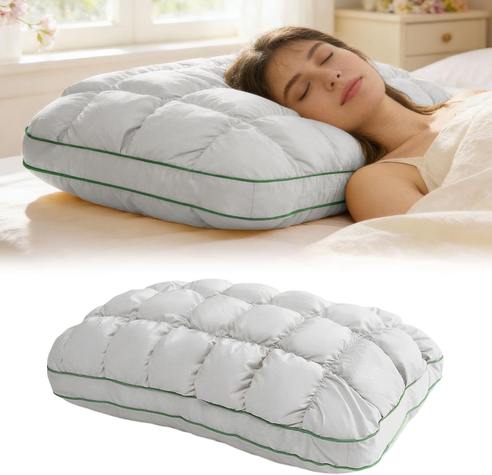 Pineapple Pillow, Pineapple Cloud-Like Down Alternative Bed Pillow, Balanced Softness and Support, Ergonomic Neck Support for Back Side Sleepers, 20x30 Inch Washable Bedding Pillows (Grey)