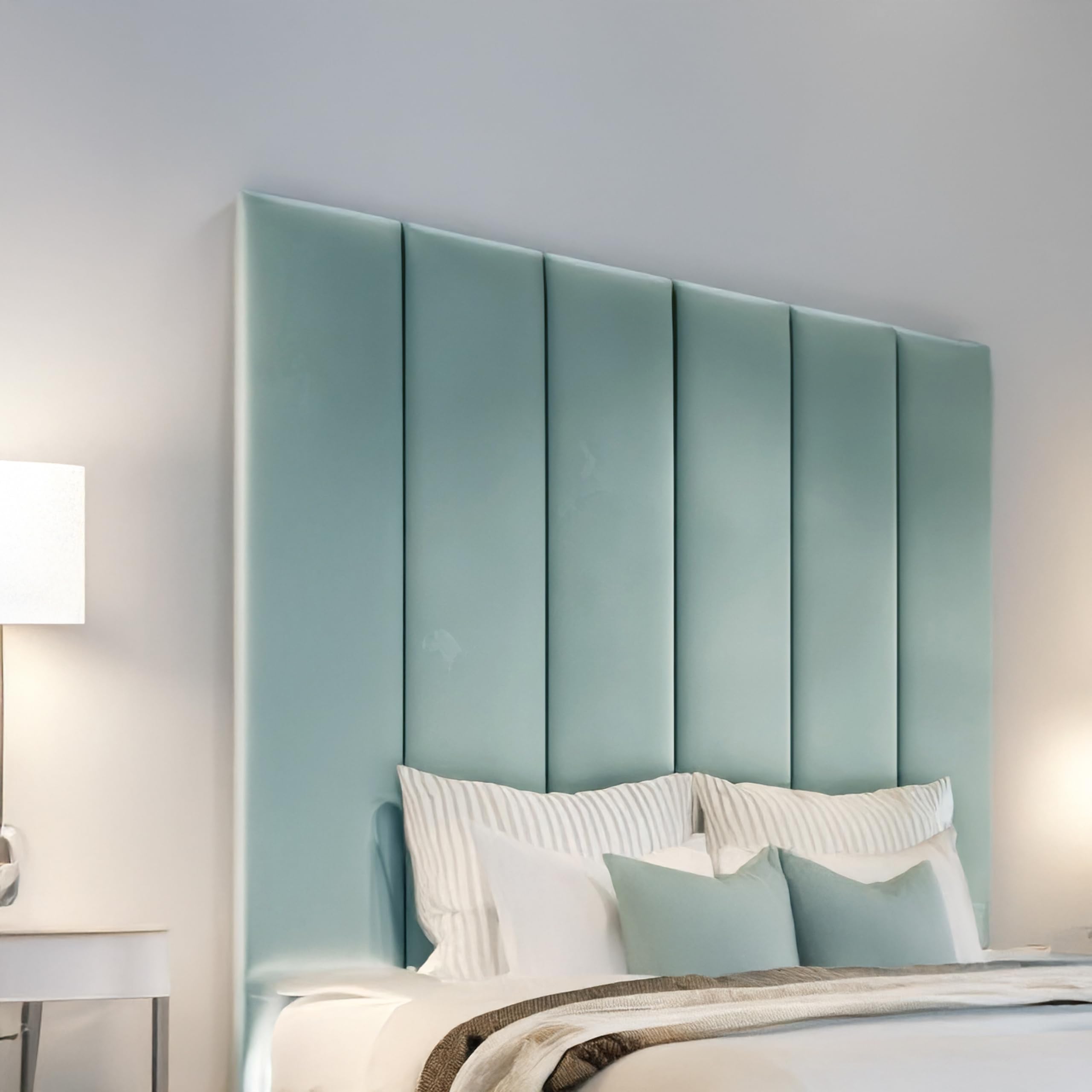 luxisleepltd Panels Tallest Plush velvet Fabric headboards Upholstered Headboard for divan bed frame sizes 3FT Single Small Double 4FT Double 4FT6 Kingsize 5FT + (Duck egg, 5ft kingsize-60'' Tall)