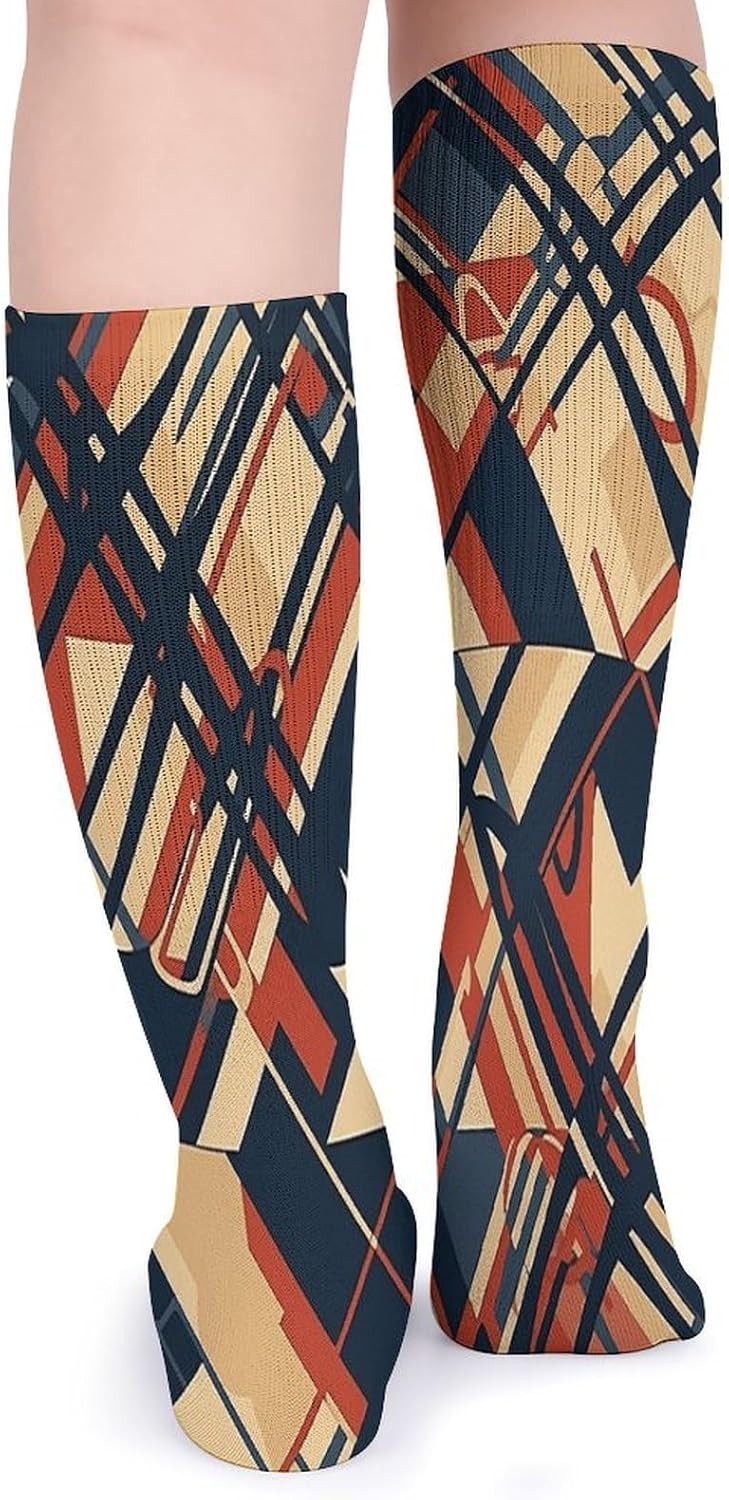 Geometric Patterns Stocking - Cute Casual Long Athletic,Crew Sock for Men Women,Running Socks Soft Breathable for Gift